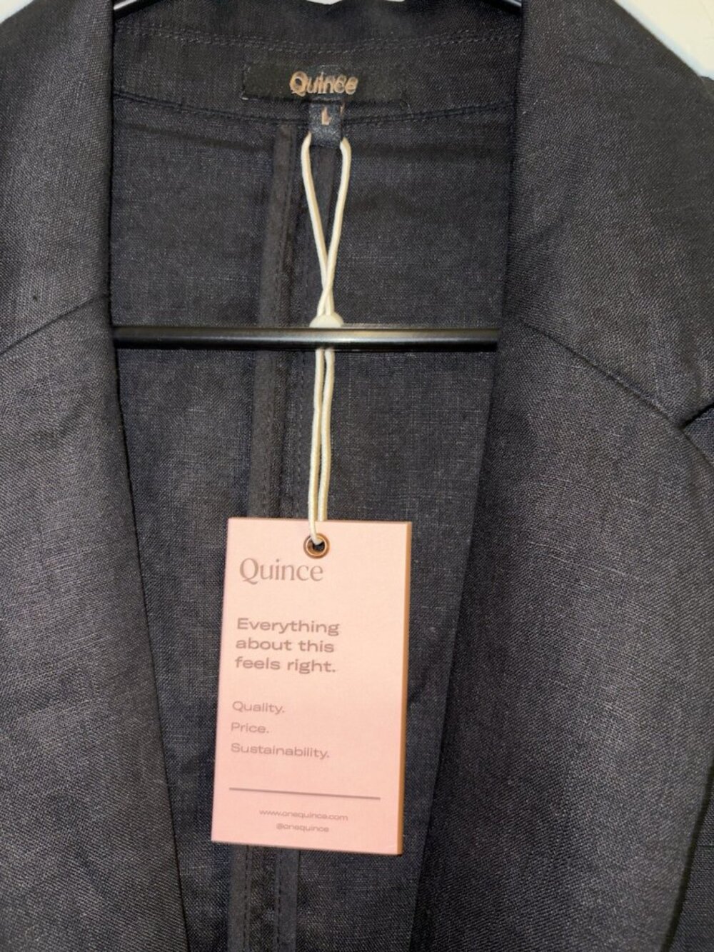 Quince 100% European Linen Structured Blazer Black Large Coastal Corporate Flax - Picture 4 of 7